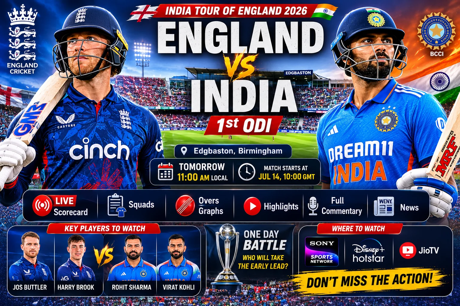 England vs India 1st ODI Preview & Match Prediction