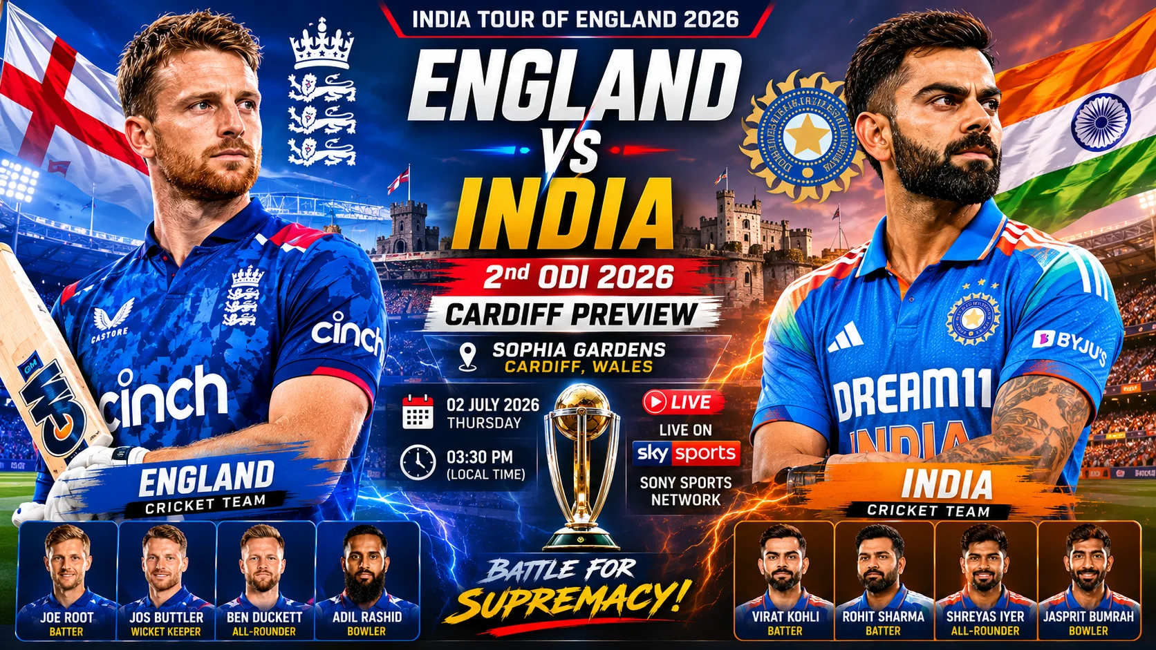 England vs India 2nd ODI 2026 Prediction | Cardiff Match Preview & Pitch Report
