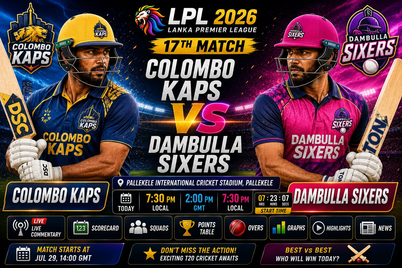 Colombo Kaps vs Dambulla Sixers Prediction | LPL 2026