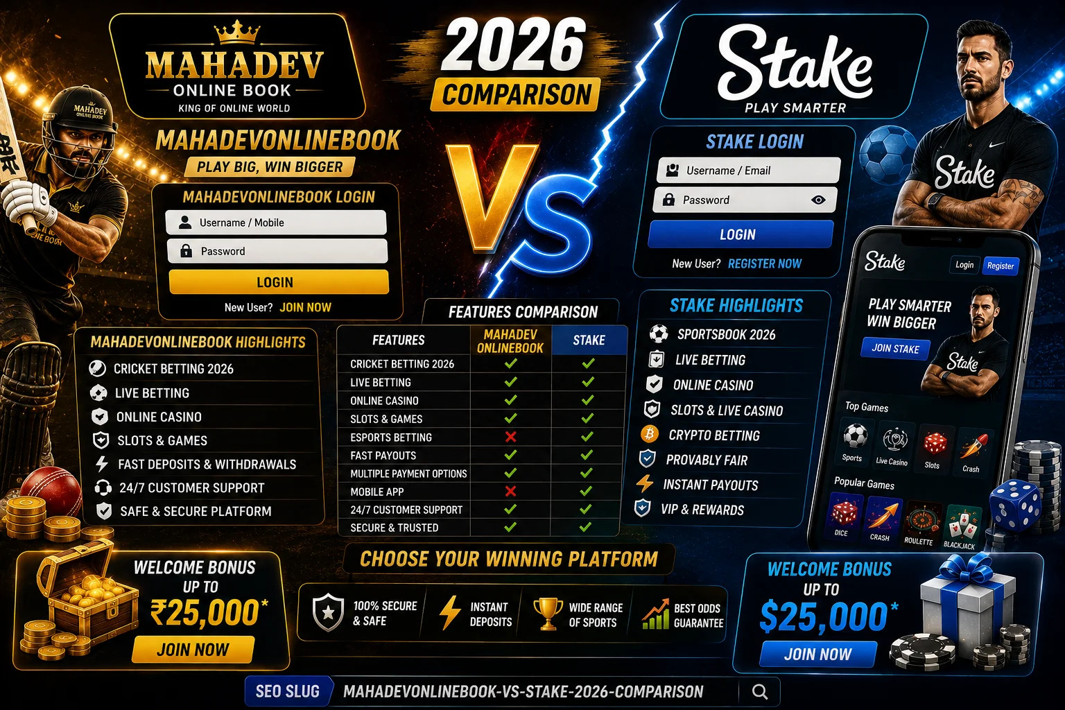 MahadevOnlineBook vs Stake: Betting Platform Comparison 2026